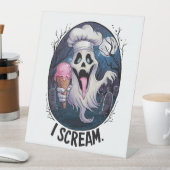 "I Scream" Funny Ghost Koch Halloween Ice Cream St Sockelschild (In Situ)