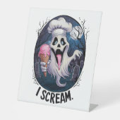 "I Scream" Funny Ghost Koch Halloween Ice Cream St Sockelschild (Vorderseite)