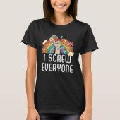 I Screw Everyone Bisexual Rainbow Pride Bisexualit T-Shirt (Vorderseite)