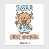 I See Sick People Funny Highland Cow Sticker (Blatt)