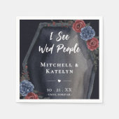 I See Wed People Coffin Floral Gothic Wedding Serviette (Vorderseite)