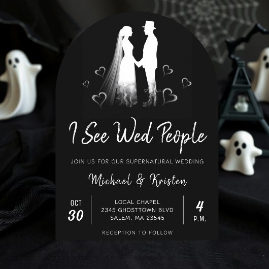 I See Wed People Gothic Ghost Halloween Wedding Einladung