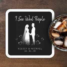 I See Wed People Gothic Ghost Halloween Wedding Rechteckiger Pappuntersetzer