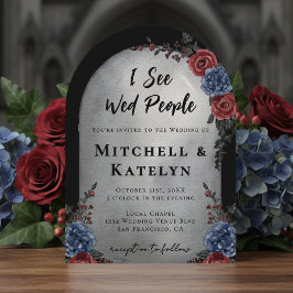 I See Wed People Headstone Floral Gothic Wedding Einladung