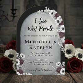 I See Wed People Headstone Floral Gothic Wedding Einladung