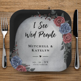 I See Wed People Headstone Floral Gothic Wedding Pappteller