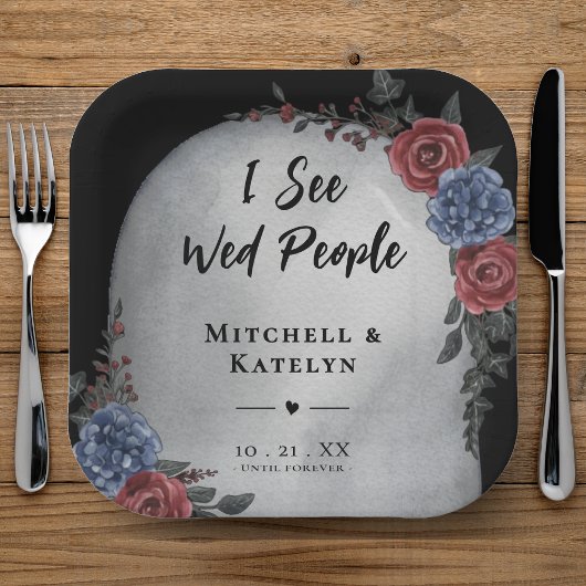 I See Wed People Headstone Floral Gothic Wedding Pappteller
