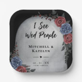 I See Wed People Headstone Floral Gothic Wedding Pappteller (Vorderseite)