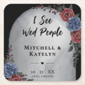 I See Wed People Headstone Floral Gothic Wedding Rechteckiger Pappuntersetzer (Vorderseite)