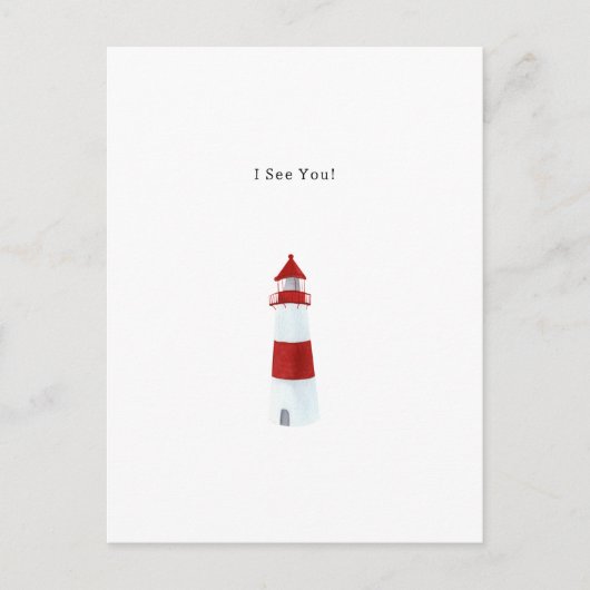 I See You Text Watercolour Lighthouse Illustration Postkarte (Vorderseite)