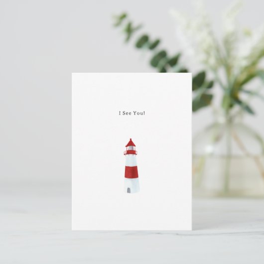 I See You Text Watercolour Lighthouse Illustration Postkarte (Stehend Vorderseite)