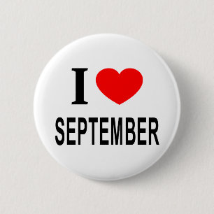 I ❤️ SEPTEMBER I LIEBE SEPTEMBER I HERZ SEPTEMBER BUTTON