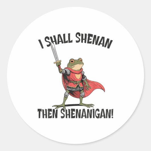 I Shall Shenan Then Shenanigan Cute Quest Frog Runder Aufkleber (Vorderseite)