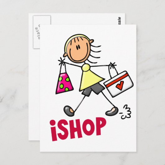 I SHOP Stick Figure T-Shirts & Gifts Postkarte (Vorne/Hinten)