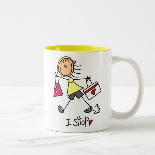 I Shop Strichmännchen Girl Zweifarbige Tasse (Rechts)