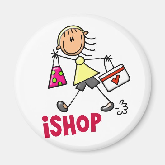 I SHOP Strichmännchen T - Shirt & Geschenke Magnet (Vorne)