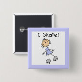 I Skate - Girl Roller Skater Button (Vorne & Hinten)