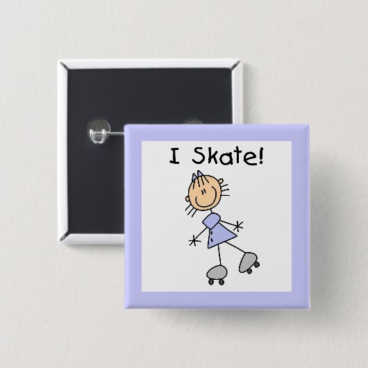 I Skate - Girl Roller Skater Button (Vorne & Hinten)