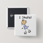I Skate - Girl Roller Skater Button (Vorne & Hinten)
