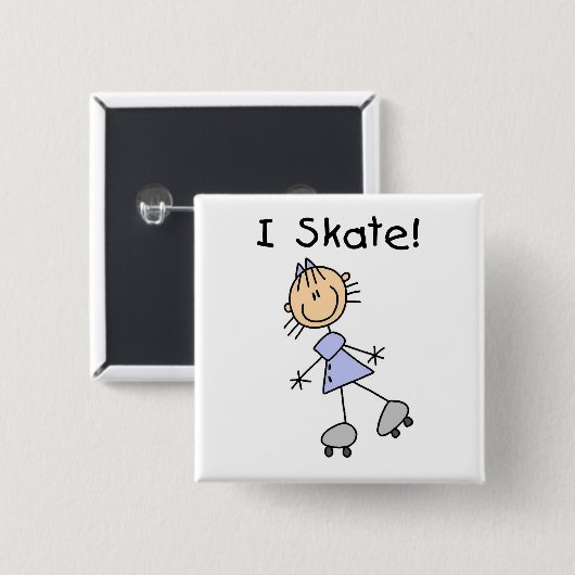 I Skate - Girl Roller Skater Button (Vorne & Hinten)