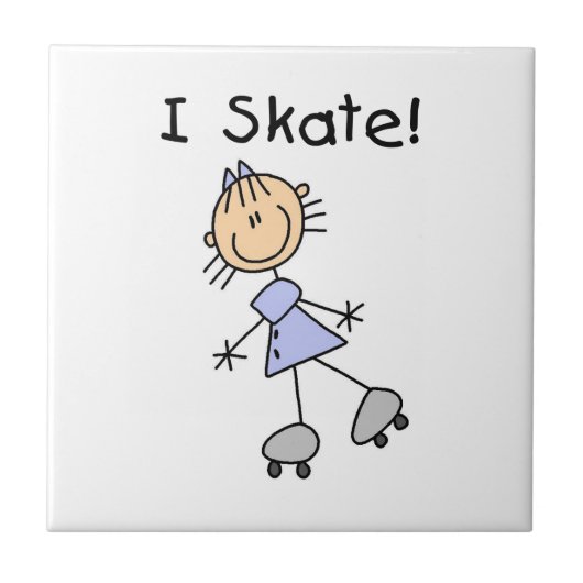 I Skate - Girl Roller Skater Fliese (Vorderseite)