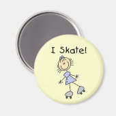 I Skate - Girl Roller Skater Magnet (Vorderseite/Rückseite)