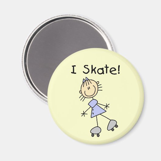 I Skate - Girl Roller Skater Magnet (Vorderseite/Rückseite)