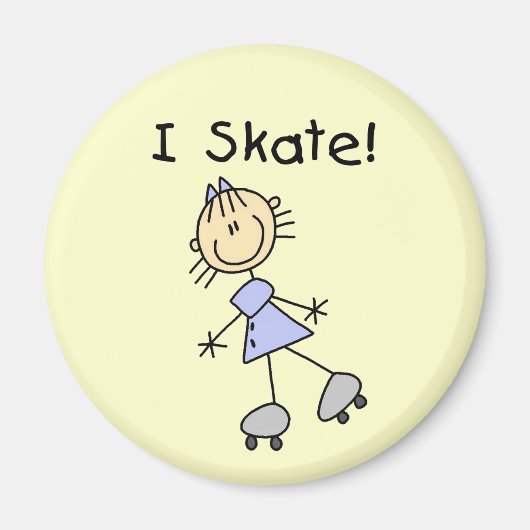 I Skate - Girl Roller Skater Magnet (Vorne)