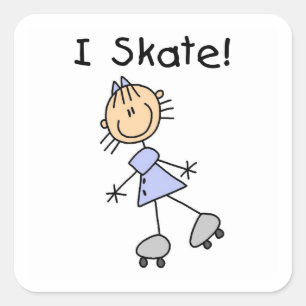 I Skate - Girl Roller Skater Quadratischer Aufkleber