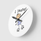 I Skate - Girl Roller Skater Runde Wanduhr (Winkel)