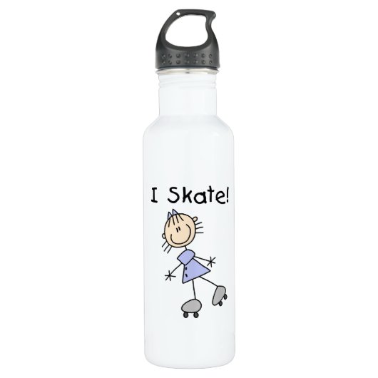 I Skate - Girl Roller Skater Trinkflasche (Vorderseite)