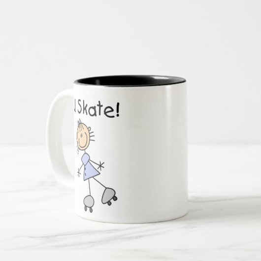 I Skate - Girl Roller Skater Zweifarbige Tasse (Vorderseite Links)