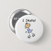 I Skate - Mädchen-Rollen-Skater Button (Vorne & Hinten)