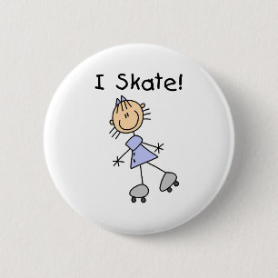 I Skate - Mädchen-Rollen-Skater Button