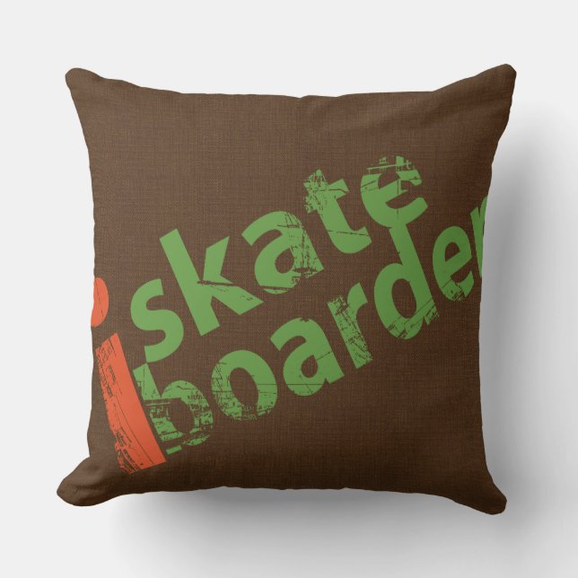 I SkateBoarder Vintages Brown Kissen (Vorderseite)