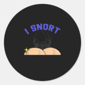I Snort Crack Skeleton Funny Skull Butt Soky Hallo Runder Aufkleber (Vorderseite)