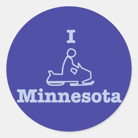 I Snowmobile Minnesota Runder Aufkleber (Vorderseite)