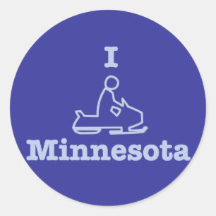 I Snowmobile Minnesota Runder Aufkleber