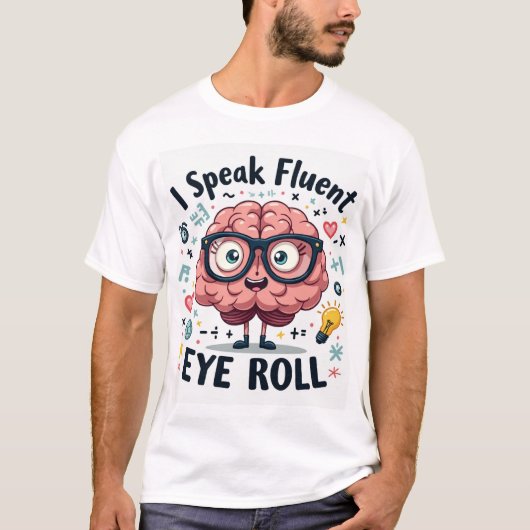 I Speak Fluent Eye Roll – Funny Nerd Brain Unisex T-Shirt (Vorderseite)