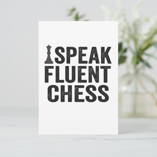 i Speak Fluent Funny Chess Player Checkmate Gesche Dankeskarte (Stehend Vorderseite)