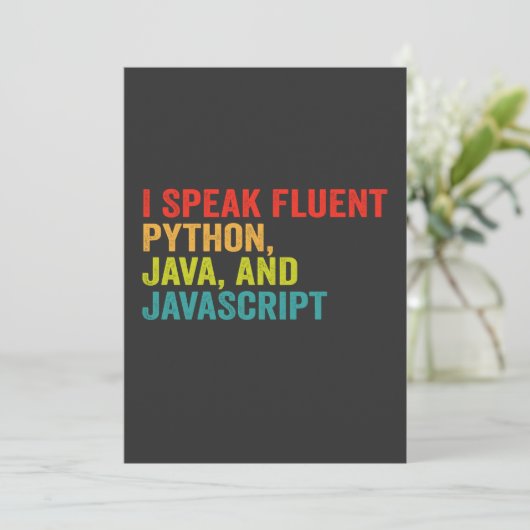 i spricht fließend Computersprache Funny Coding Einladung (Stehend Vorderseite)