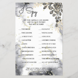 I Spy Black Rose Wedding Reception Game Card Flyer