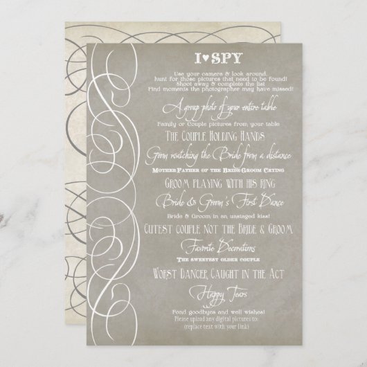 I Spy Heart Typographic Foto Empfang Game Cards Einladung (Vorne/Hinten)