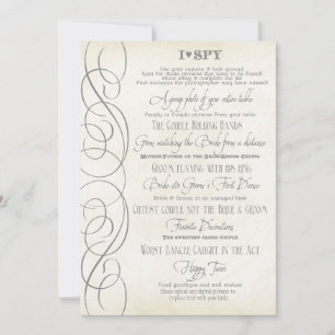 I Spy Heart Typographic Foto Empfang Game Cards Einladung