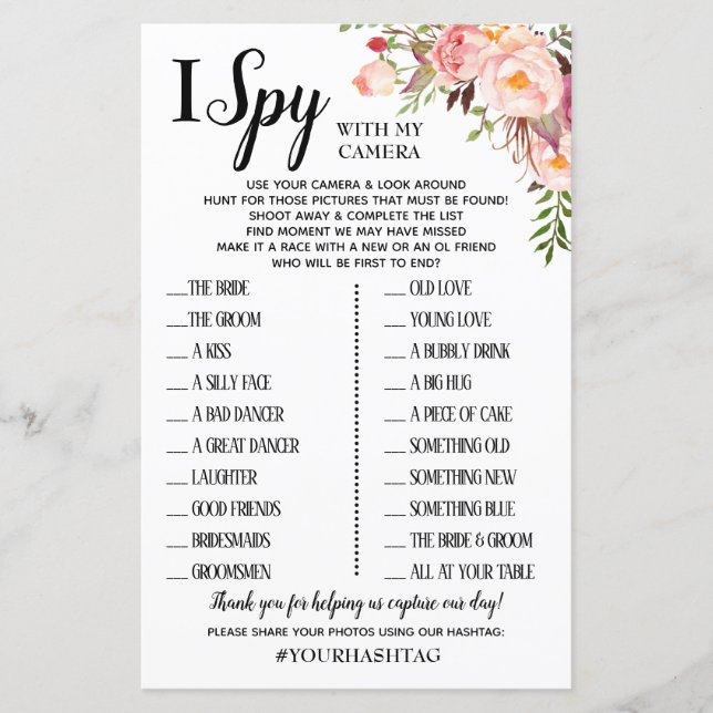 I Spy Hochzeitsempfang Englisch Spanisch (Vorderseite)