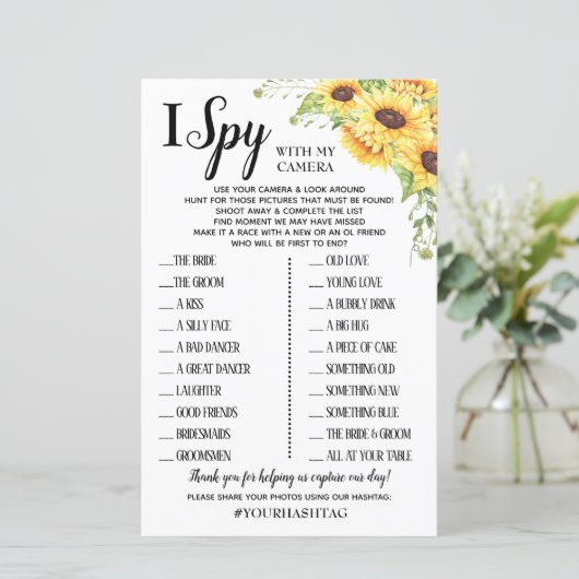 I Spy Hochzeitsempfang Englisch Spanisch (Stehend Vorderseite)