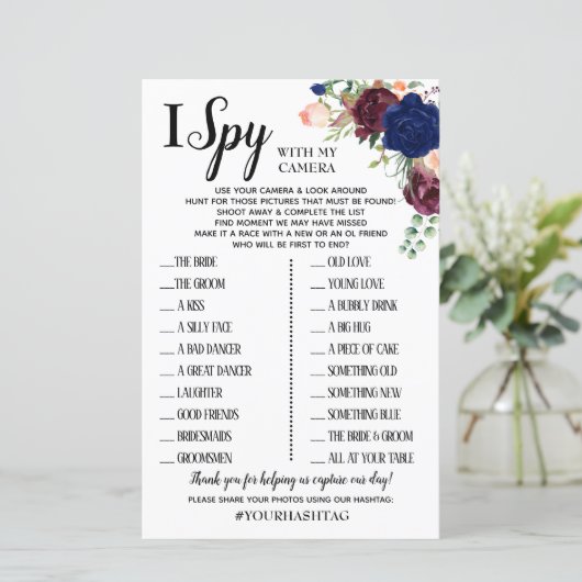 I Spy Hochzeitsempfang Englisch Spanisch (Stehend Vorderseite)