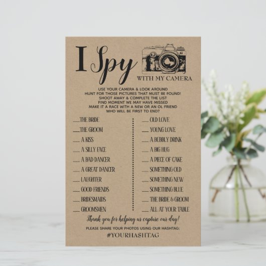 I Spy Hochzeitsempfang englisches spanisches Spiel (Stehend Vorderseite)