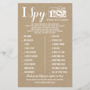 I Spy Hochzeitsempfang englisches spanisches Spiel