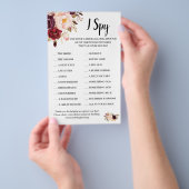 I Spy Marsala Blume Hochzeit Empfang Game Card Flyer (Handgriff)